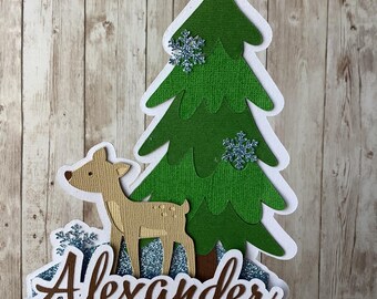 Adorno para tarta de bosque invernal personalizado