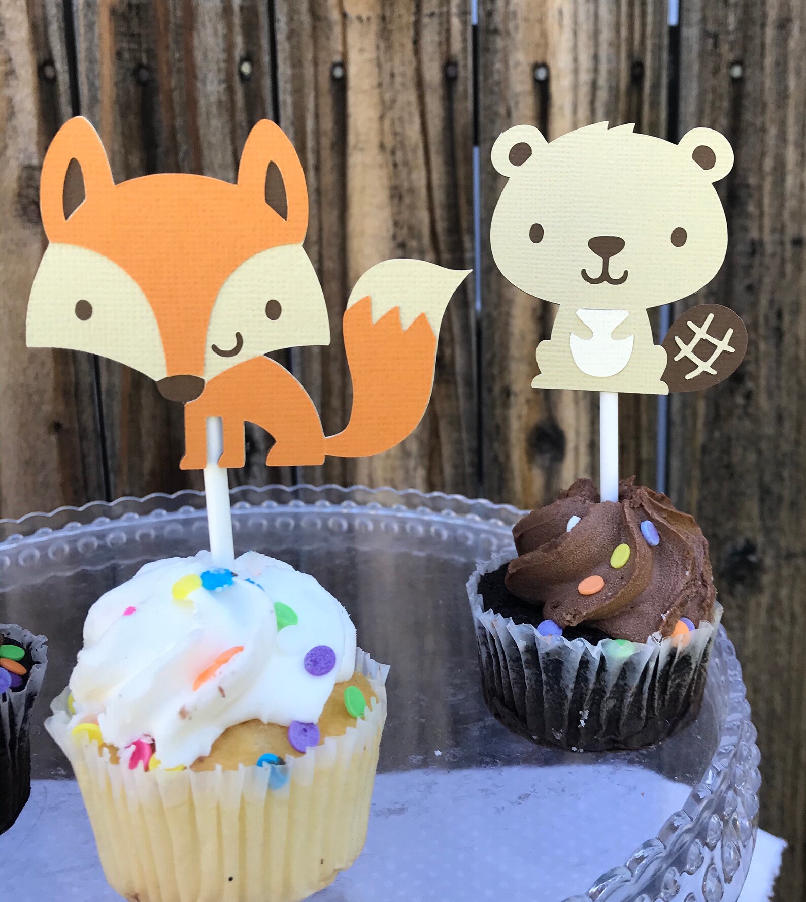 Woodland Animals Cupcake Toppers set of 12 Etsy