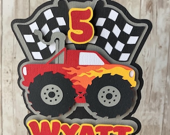 Adorno para tarta de Monster Truck - con nombre