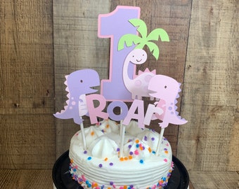 Dinosaur Cake Topper- pinks and purple