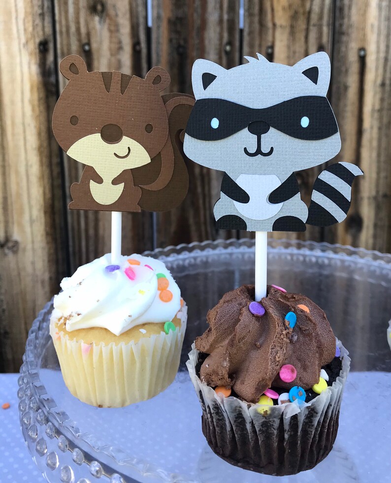 Woodland Animals Cupcake Toppers set of 12 Etsy