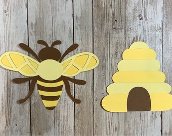 Bee and beehive paper die cuts