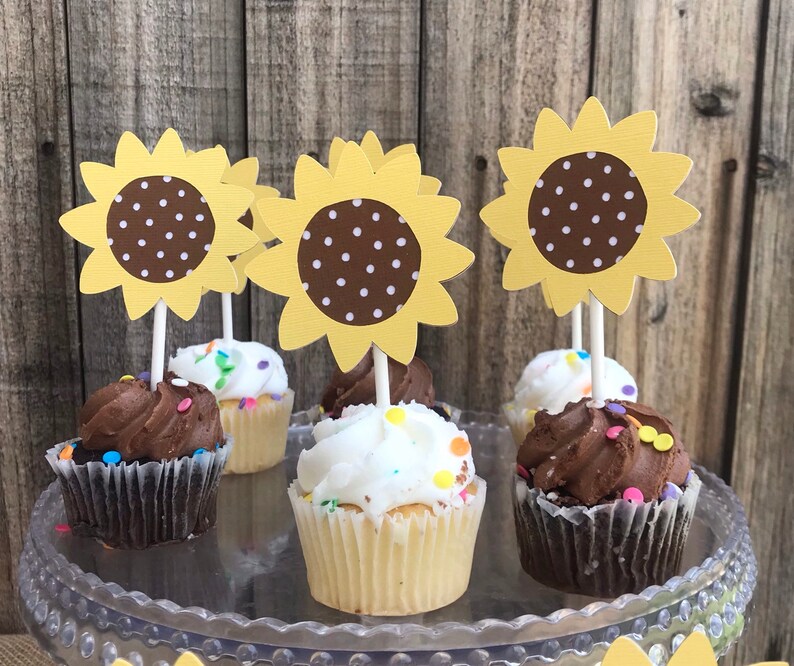 Sunflower Cupcake Toppers Etsy
