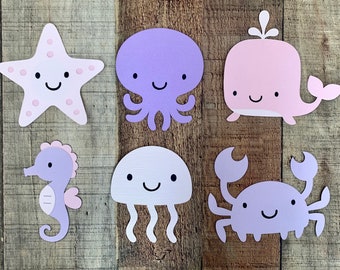 Under the Sea Animals Die Cuts Pinks and Purples