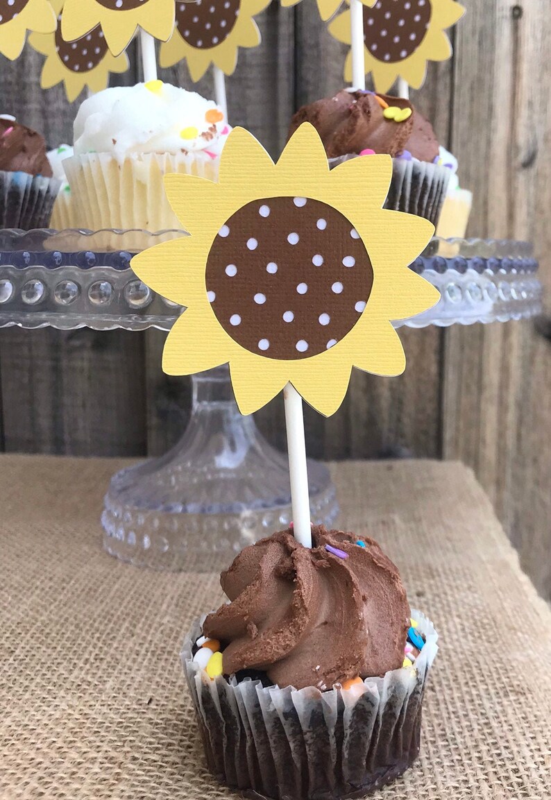 Sunflower Cupcake Toppers Etsy
