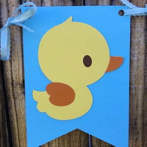 Rubber Ducky Blue Happy Birthday Banner