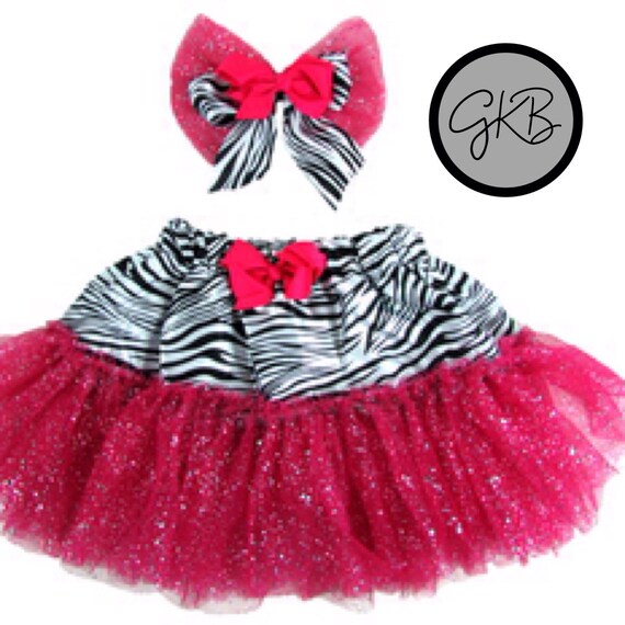 Items similar to Hot Pink Zebra Skirt Set on Etsy