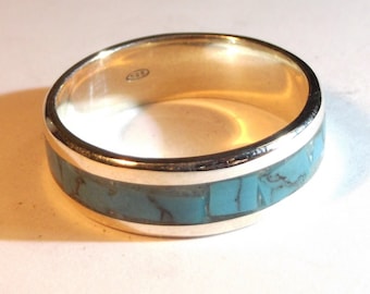 Silver 925 ring with turquoise and personalized text