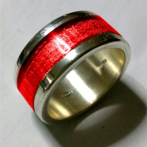 Sterling Silver (925) ring with transparent enamel and personalized text
