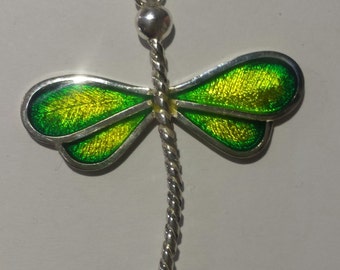 Dragonfly, silver engraved and enameled