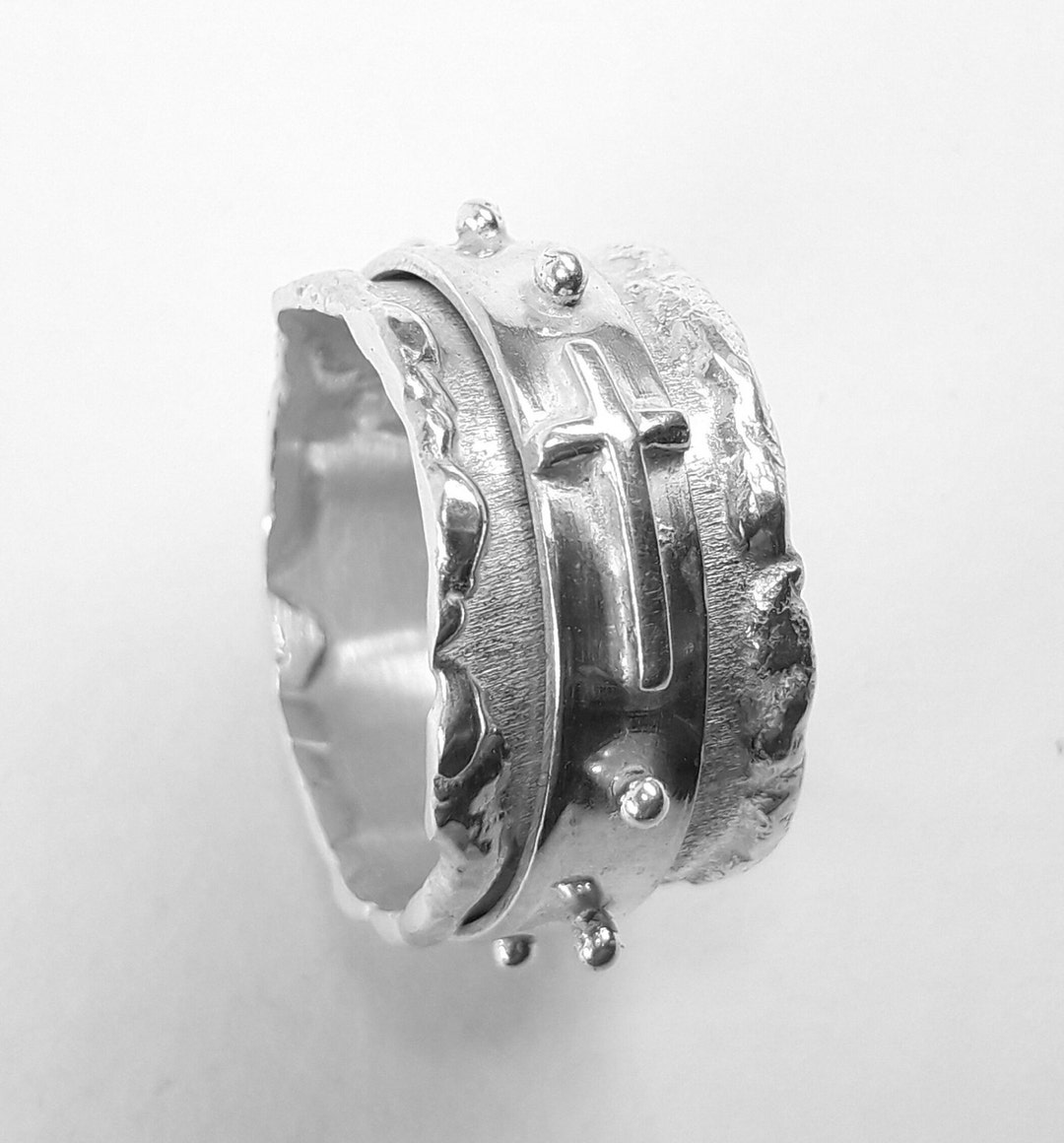 From Our Design, Forged, Elegant and Humble Silver Rotating Rosary Ring ...