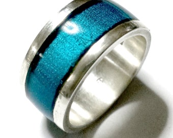 Silver 925 ring with transparent enamel with personalized text