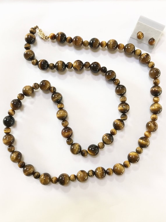 Tiger eye necklace and matching earrings