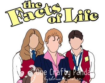 The Facts of Life 80s TV Show Minimalist Portrait PNG for Sublimation | Waterslide | Print then Cut | Gift