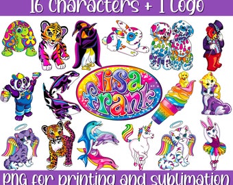 90s Nostalgia Rainbow PNG bundle | Lisa Frank Inspired | Sublimation | Sticker | Tumbler | Tshirt | Decal