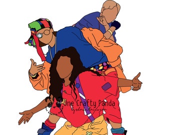 TLC 90s Nostalgia Minimalist Portrait PNG for Sublimation | Waterslide | Print then Cut | Black Music