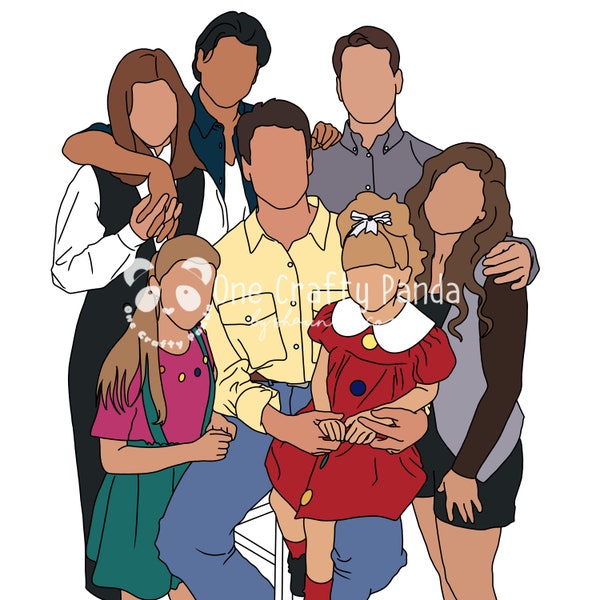 Full House, nostalgie des années 90, portrait minimaliste PNG pour sublimation | Nostalgie des années 80 | Sublimation de sitcom