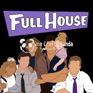 Full House jaren 90 Nostalgie Minimalistisch Portret PNG voor sublimatie | Waterglijbaan | Afdrukken en vervolgens knippen | Jaren 80 | t-shirt | trui | geschenk