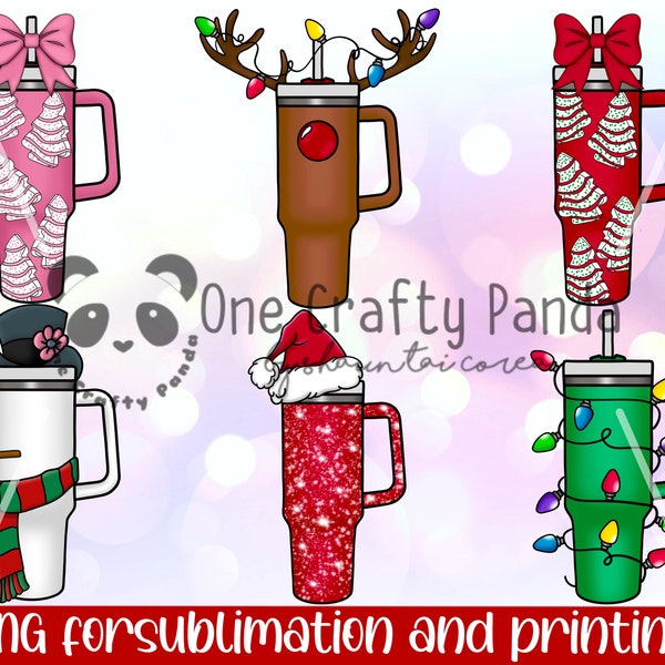 Stanley Inspired Christmas Cup PNG 6 File Bundle | Obsessive Cup Disorder | Christmas Cup | Sticker | Sublimation | Shirt | Instant Download