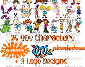 90s Nostalgia Nickelodeon Inspired Characters PNG Image Bundle | Sublimation | 90s Kid | Nick | Tshirt | Stickers | Gift