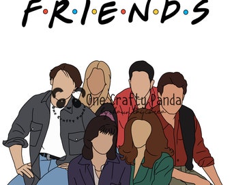 Friends 90s Nostalgia Minimalist Portrait PNG for Sublimation | Waterslide | Print then Cut90s baby | Friends Sitcom