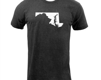 Distressed Maryland State Shape - Tri Black
