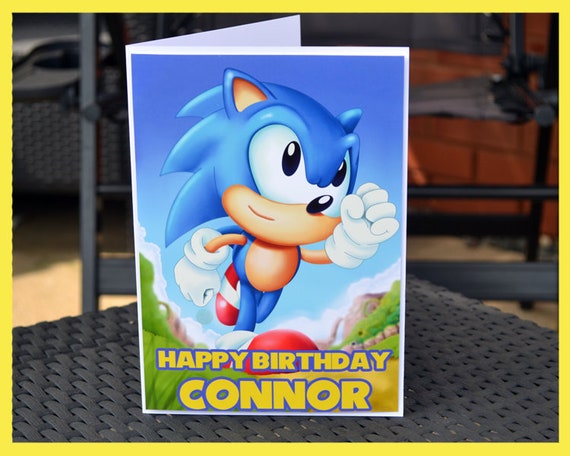 sonic the hedgehog birthday card with custom name etsy