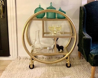 STL File- Dollhouse Miniature Round Bar Cart