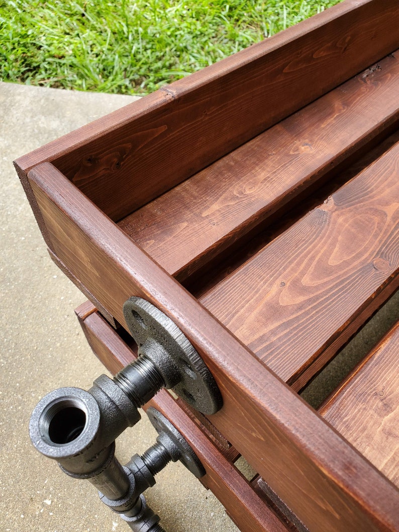 Handmade Reclaimed Cubbies Wood Shoe Stand / Rack / Organizer with Pipe Stand Legs Sedona