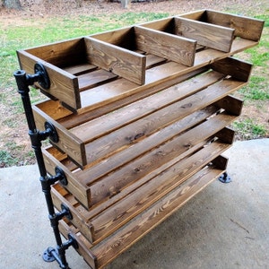 Handmade Reclaimed Cubbies Wood Shoe Stand / Rack / Organizer with Pipe Stand Legs image 3