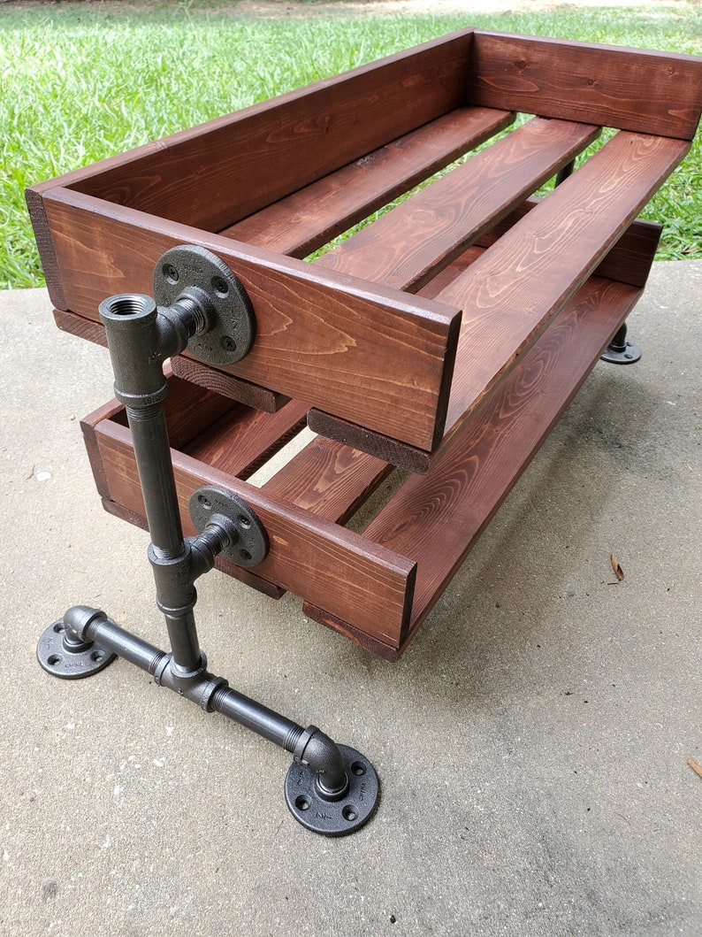 Handmade Reclaimed Wood Shoe Stand / Rack / Organizer with Pipe Stand Legs image 3