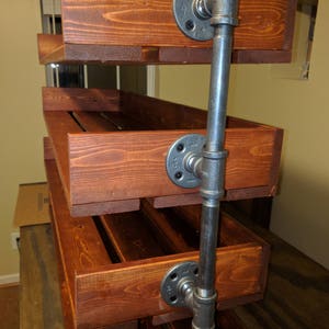 Rustic Wood Shoe Storage with Pipe Stand Legs image 3