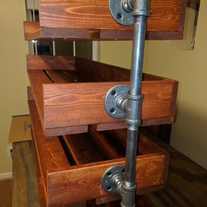 Handmade Reclaimed Cubbies Wood Shoe Stand / Rack / Organizer with Pipe Stand Legs Black Cherry