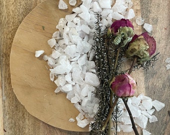 DIY crystal moon and dried flowers wall hanging