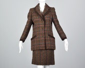 Medium Salvatore Ferragamo Tweed Separates Mohair Wool Skirt Suit Corduroy Oversized Blazer Jacket Pencil Skirt Vintage Designer