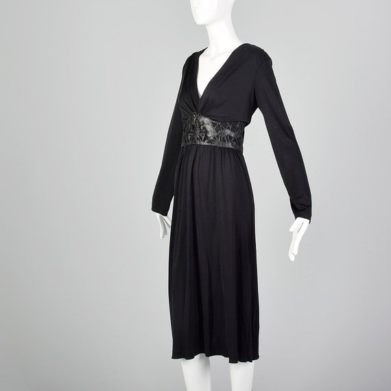 Large Cacharel Black Dress Silk Jersey 1990s Desi… - image 2