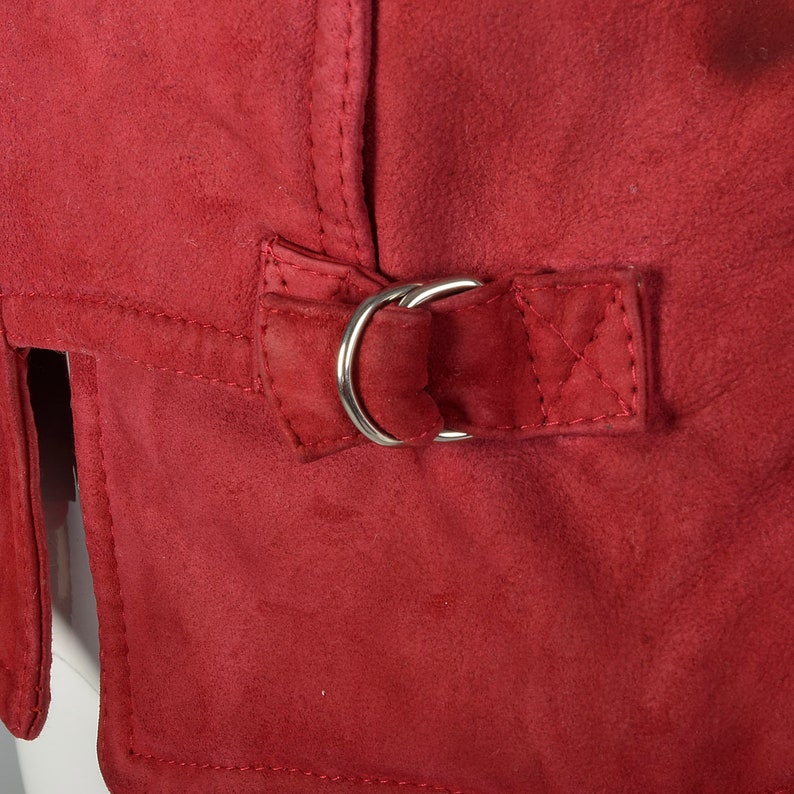 Medium 1980s Red Suede Vest Vintage Asymmetrical Vest Italian Leather 80s Vest Red Leather Claudio La Viola image 7