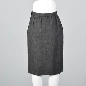 Small 1970s Yves Saint Laurent Rive Gauche Gray Pencil Skirt Wool Pencil Skirt Wool Separates Pockets Classic Style 70s Vinatge image 3