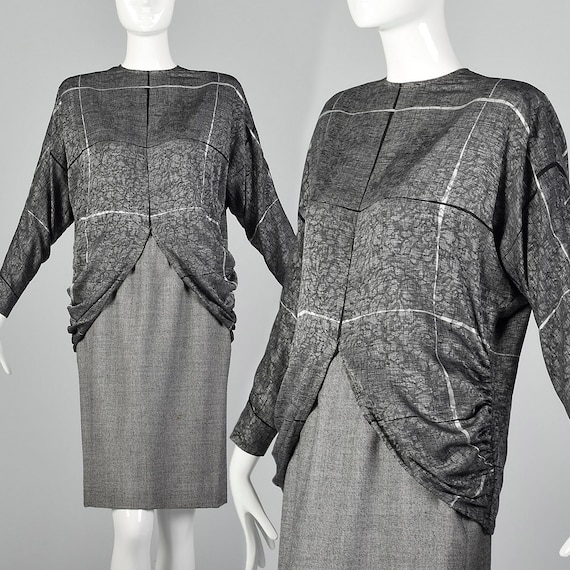 XS Galanos 1980s Skirt and Blouse Set Silk Blouse