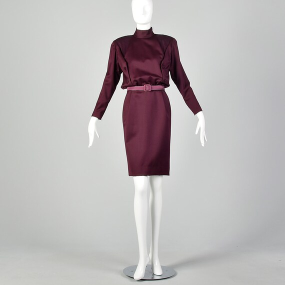 Medium Galanos Purple Dress 1980s Pencil Skirt Mo… - image 4