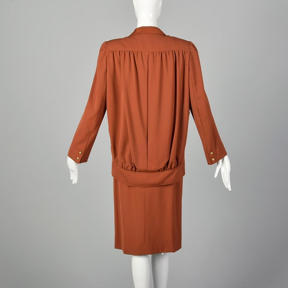 Small 1980s Valentino Boutique Skirt Set Brown Or… - image 3