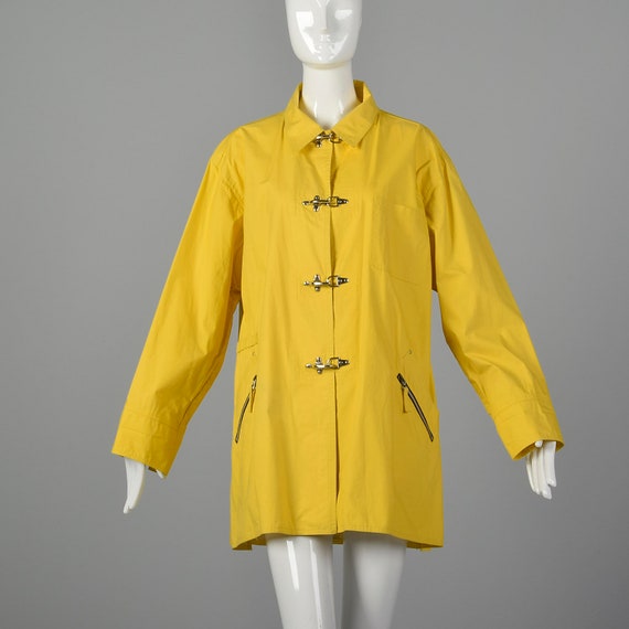XL Emanuel Ungaro 1990s Rain Coat Vintage Yellow R