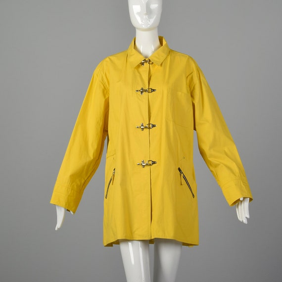 XL Emanuel Ungaro 1990s Rain Coat Vintage Yellow Rain… - Gem