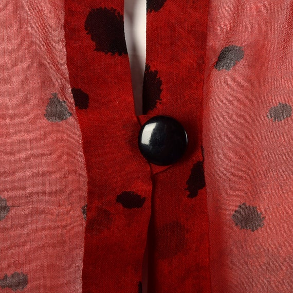 Medium 1980s Sheer Red Tunic Dress Abstract Print… - image 10