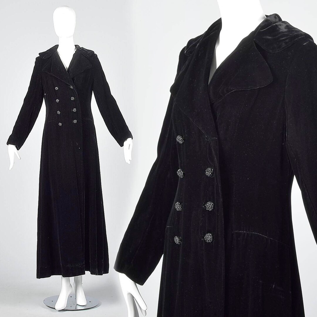 1970s Burgundy Velvet Maxi Coat