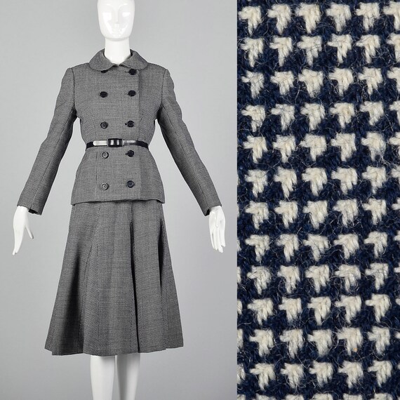 Medium Norman Norell 1970s Wool Skirt Suit Blue an