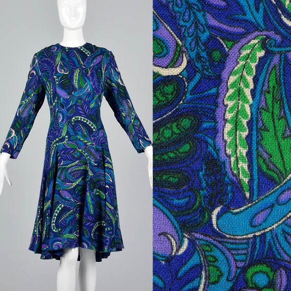 Medium 1960s Loose Wool Dress Long Sleeve Perky Dr