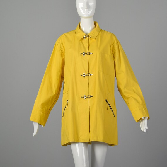 XL Emanuel Ungaro 1990s Rain Coat Vintage Yellow … - image 1