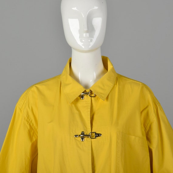 XL Emanuel Ungaro 1990s Rain Coat Vintage Yellow … - image 5