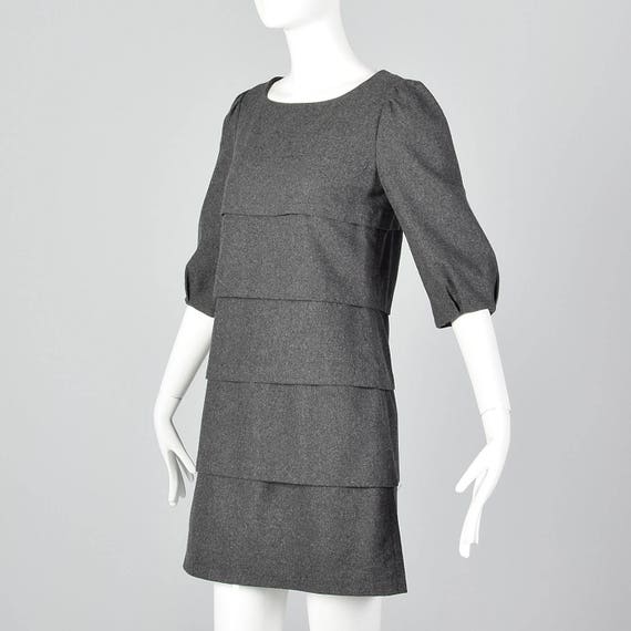 Miu Miu Layered Gray Wool Mini Dress - image 2
